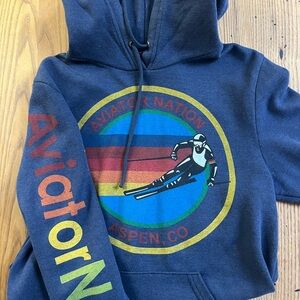 Aviator Nation Navy Hoodie with Multicolor Design
